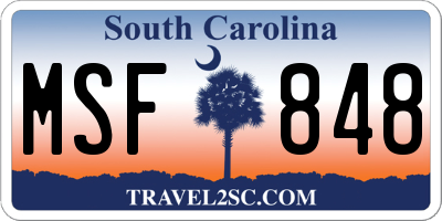 SC license plate MSF848