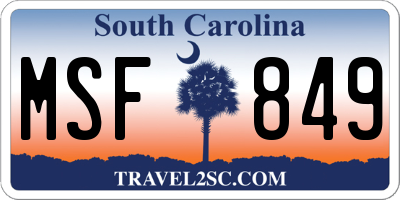 SC license plate MSF849