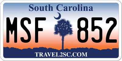 SC license plate MSF852