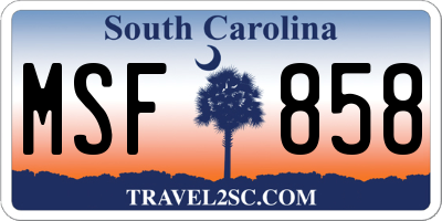 SC license plate MSF858