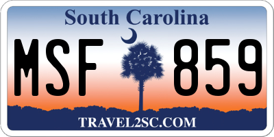 SC license plate MSF859
