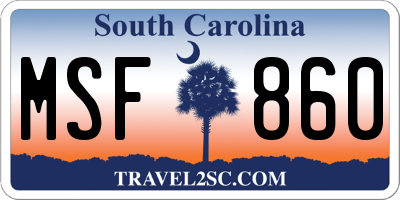 SC license plate MSF860