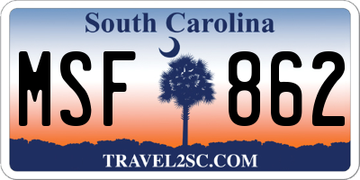 SC license plate MSF862