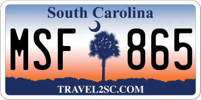 SC license plate MSF865