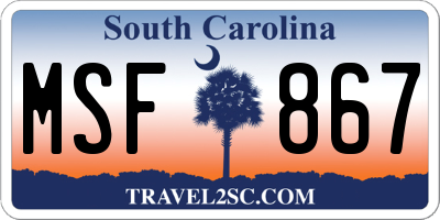 SC license plate MSF867