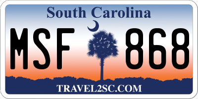 SC license plate MSF868