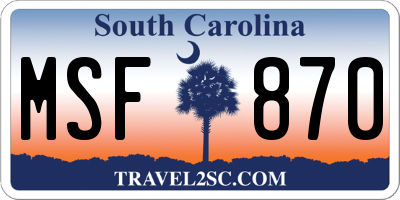 SC license plate MSF870