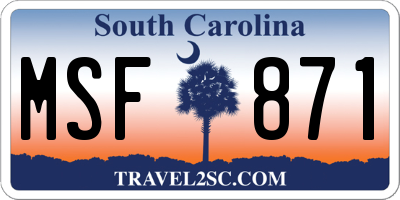 SC license plate MSF871
