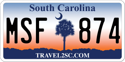 SC license plate MSF874