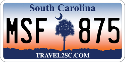 SC license plate MSF875