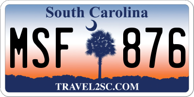 SC license plate MSF876