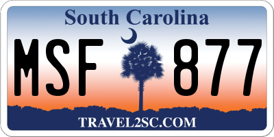 SC license plate MSF877