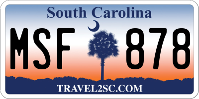 SC license plate MSF878