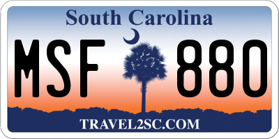 SC license plate MSF880