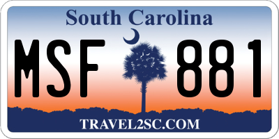 SC license plate MSF881