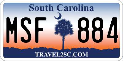 SC license plate MSF884