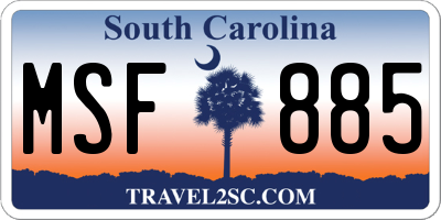 SC license plate MSF885