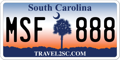 SC license plate MSF888