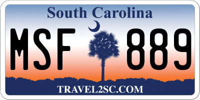 SC license plate MSF889