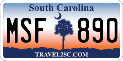 SC license plate MSF890