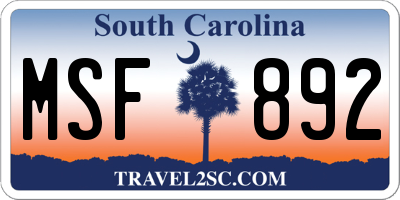 SC license plate MSF892