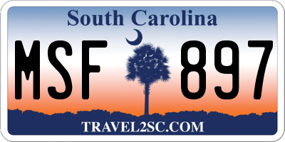 SC license plate MSF897