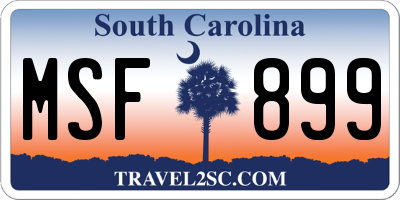 SC license plate MSF899