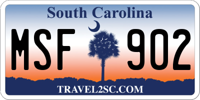 SC license plate MSF902