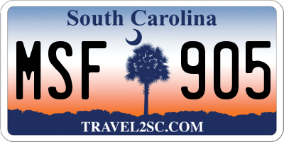 SC license plate MSF905
