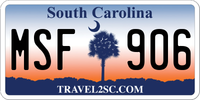 SC license plate MSF906