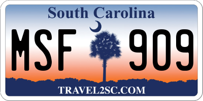 SC license plate MSF909