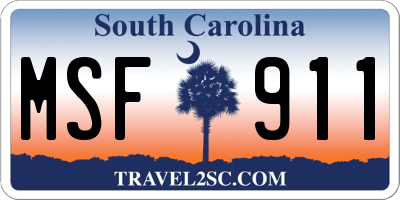 SC license plate MSF911