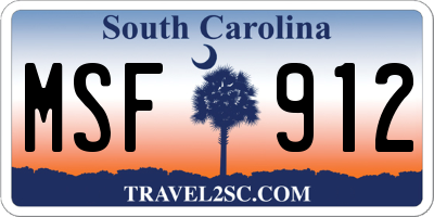 SC license plate MSF912