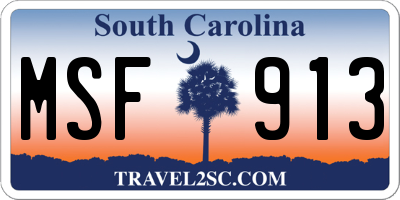 SC license plate MSF913