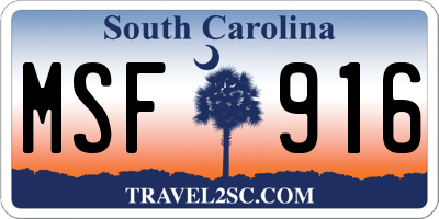 SC license plate MSF916