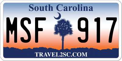 SC license plate MSF917