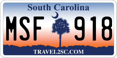 SC license plate MSF918