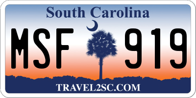 SC license plate MSF919