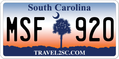 SC license plate MSF920