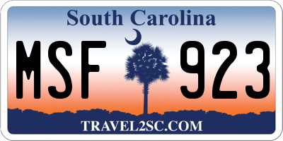 SC license plate MSF923