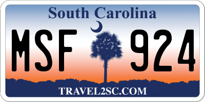SC license plate MSF924