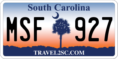 SC license plate MSF927