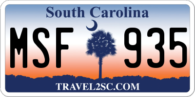 SC license plate MSF935