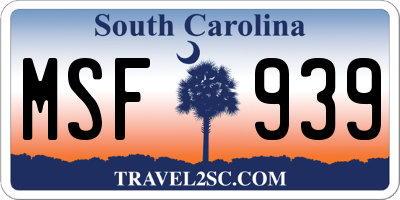 SC license plate MSF939