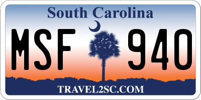 SC license plate MSF940
