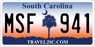 SC license plate MSF941