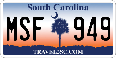 SC license plate MSF949