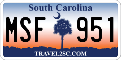 SC license plate MSF951