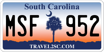 SC license plate MSF952