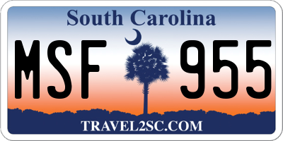 SC license plate MSF955
